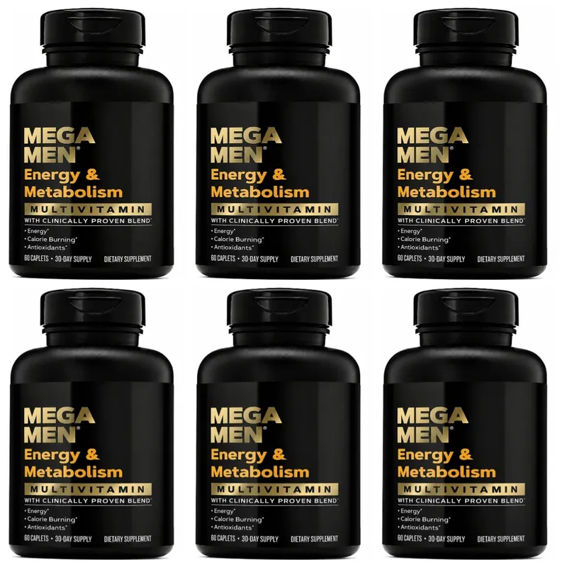 Mega Men Energy & Metabolism Multivitamin Caplets with Lutein Lycopene Zeaxanthin Antioxidants Vitamins Minerals 60 Caplets
