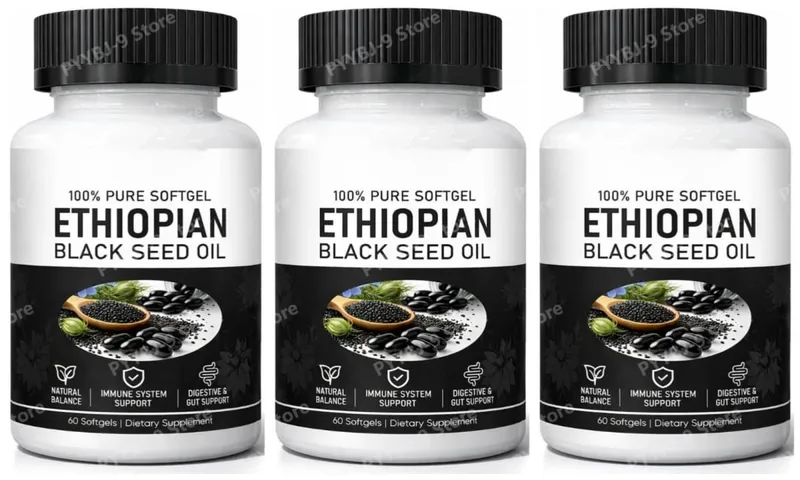 Softgels שמן זרעים שחורים אתיופיים 800 מ"ג קפסולות תמצית צמחים בכבישה קרה תמיכה יומית באיזון בריאות ללא GMO 60 ספירה