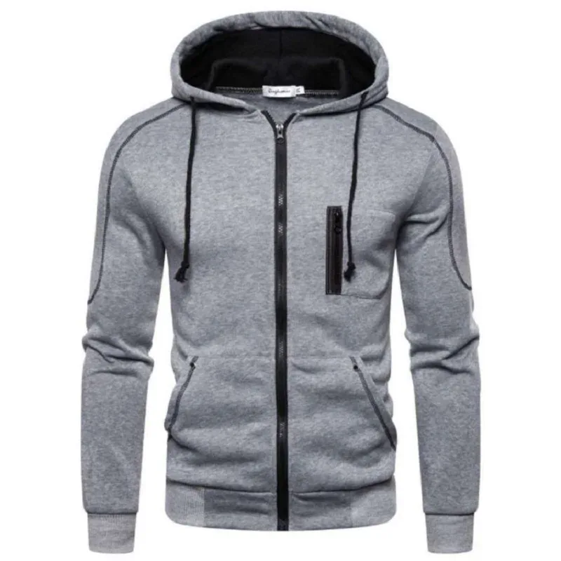 Autumn Winter Men New Sweatshirts Long Sleeve Jacket Hoodie Zipper Closure Jacket Male Hoodies Sweatshirt Slim Fit Male Clothing — image 3