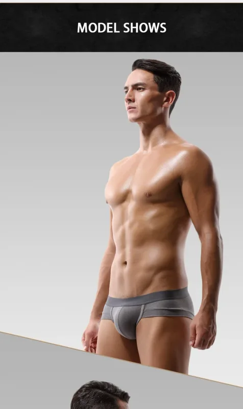 5PCSMen's three-piece briefs with U-shaped pouch, modal fabric, breathable, summer youth low-rise bottom pants