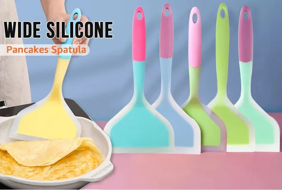 Silicone Spatula Cooking Utensils Beef Meat Egg Kitchen Scraper Wide Pizza Cooking Tools Shovel Non-stick Spatula Color Randomly