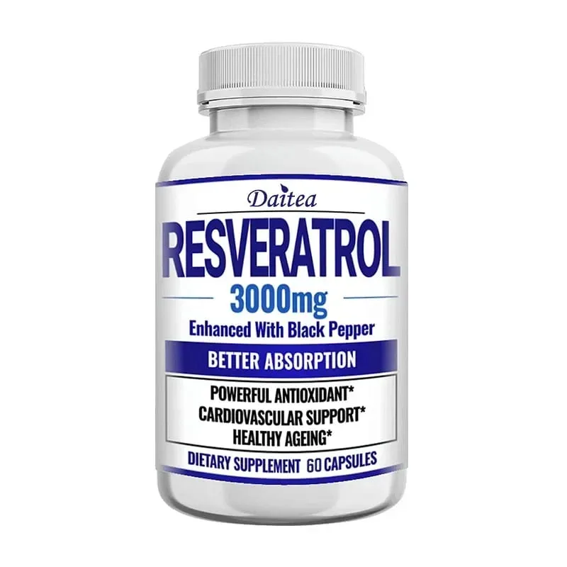 Resveratrol Supplement Capsules - Anti-Aging Cardiovascular & Joint Support Skin Health