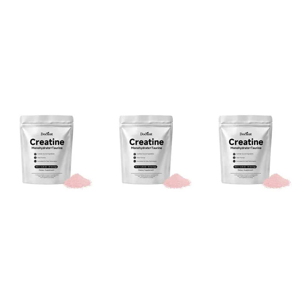 Creatine Monohydrate Taurine Powder 180g 30 Servings Muscle Strength Endurance Performance Workout Fitness Training Supplement
