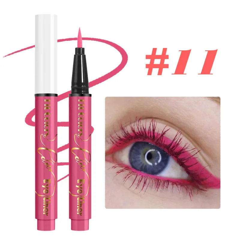 12-color UV Fluorescent Eyeliner Pen Neon UV Reactive Liquid Eyeliner Waterproof Long Lasting Matte Colorful Eye Liner Makeup