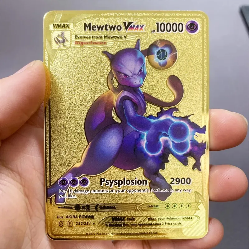 İngilizce Metal Pokemon Kartları DIY Arceus Mewtwo Charizard Pikachu Parlak Demir Pokémon GX Vmax EX Oyunu Çocuk Koleksiyonu Kart Oyuncak Hediye