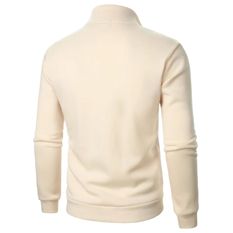 Men's Zip Turn Down Collar Sweatshirts Spring Male Solid Color Loose Pullover Coats BSD-ZW160