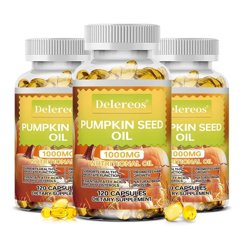 Pumpkin Seed Oil Capsules 1000mg Supports Prostate Urinary Bladder & Hair Health for Men Cardiovascular Health Non-GMO