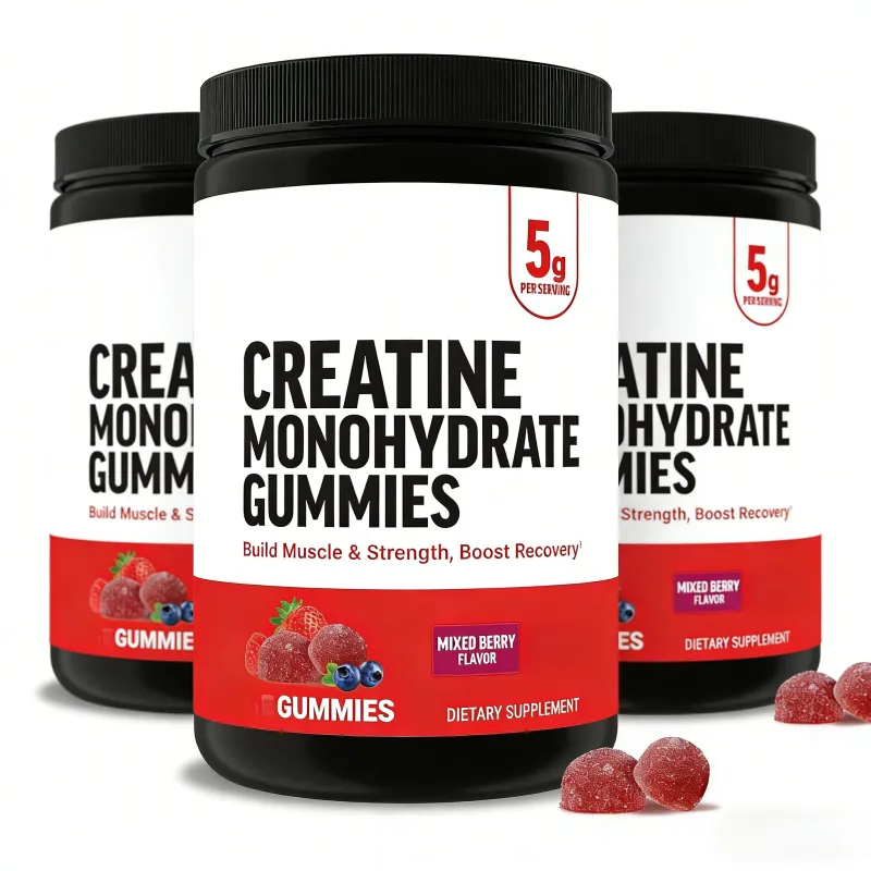 Creatine Monohydrate Gummies Mixed Berry Chewable Daily Fitness Support for Men Women No Gelatin 60 Gummies