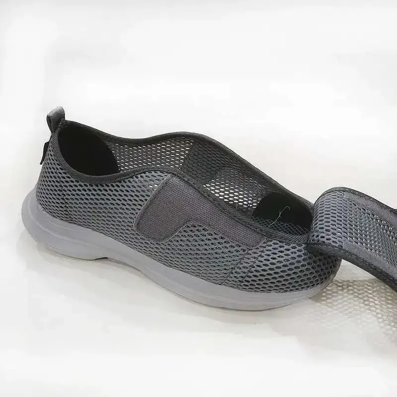 Mulheres homens sapatos diabéticos verão respirável lesão bandagem cirurgia para pacientes pés inchados sapatos de largura ajustável