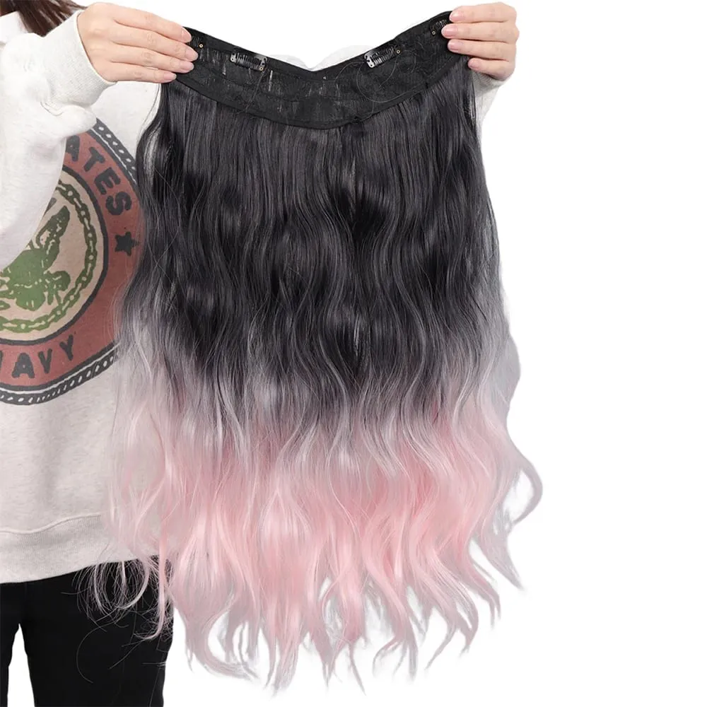 V-shaped One-Piece Synthetic 4 Clip In Hair Extensions Long Straight Hairstyle Hairpiece Colour 55CM Natural Fake Hair