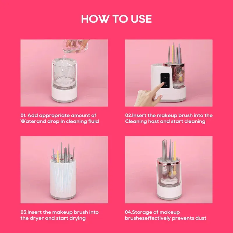 NEW Electric 3 IN 1 Makeup Brush Cleaneing Machine Makeup Brush Dryer Portable Automatic USB Cosmetic Brushes Cleaner Tool