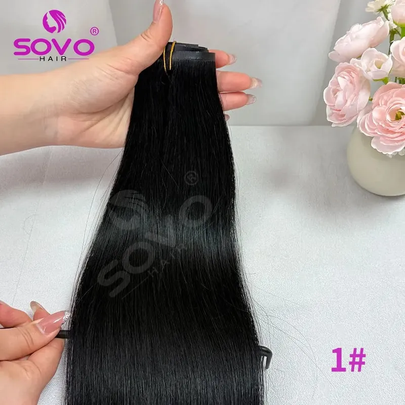 110G Tape PU Clip In Hair Premium Remy Clip In Human Hair Extensions 7pcs Clip-on Hair 14"-24" Balayage Ombre Mocha Brown Black