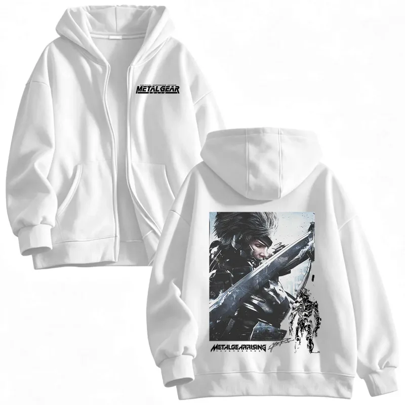 Metal Gear Rising Revengeance Raiden Game Zipper Hoodies Men Women Clothing Fashion Pullovers Zip Up Hooded Sweatshirts Jackets