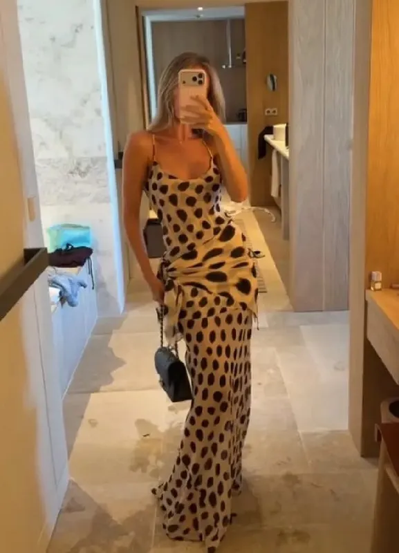 Fashion Polka Dot Patchwork Vestido Women Elegant Spaghetti Strap Slim Fit Bodycon Dresses Summer Vacation Date Club Outfit 2026