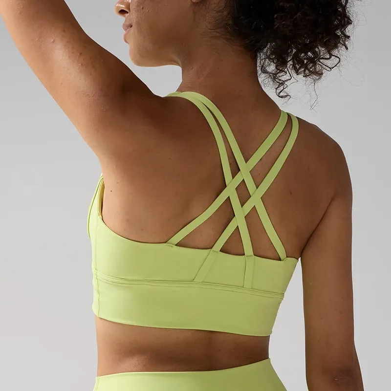Solid Color Women Women Fitness Yoga Bras Race Back Sports Bras Nylon Top Women Bra Sexy Breathable Underwear For Women Gym