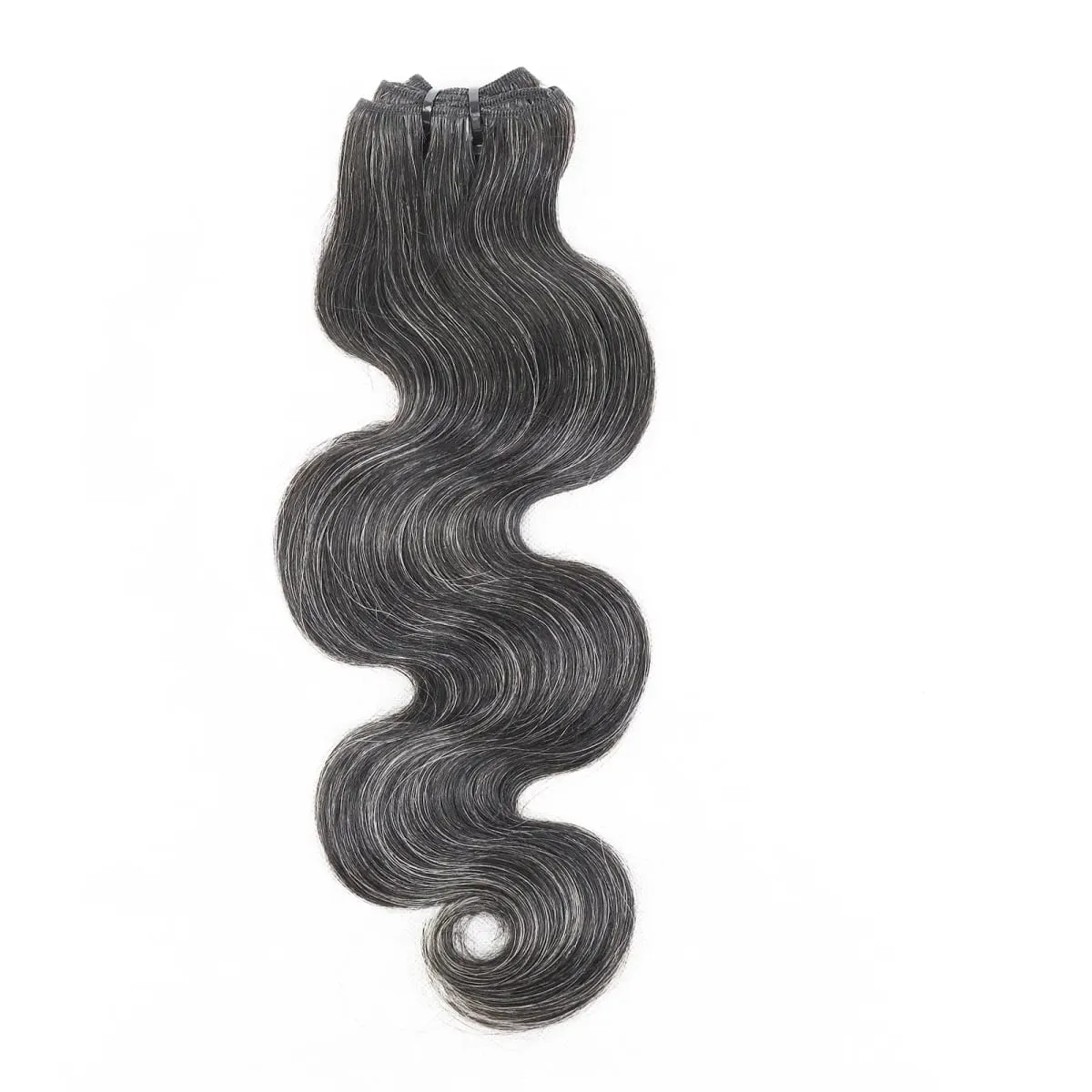 Yaki Straight Salt And Pepper Human Hair Bundles 12Inch Double Drawn Virgin Brazilian Hair Extensions For Women 100g/Pack