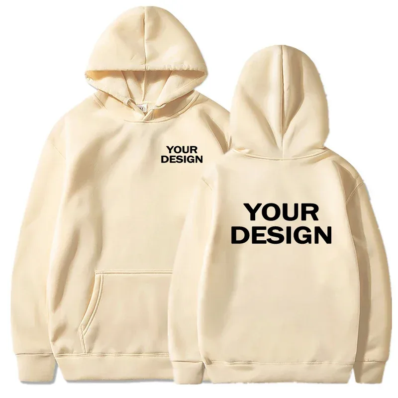 Customized printed men's and women's hoodies, loose casual solid color hoodies, personalized street long sleeved sweatshirts