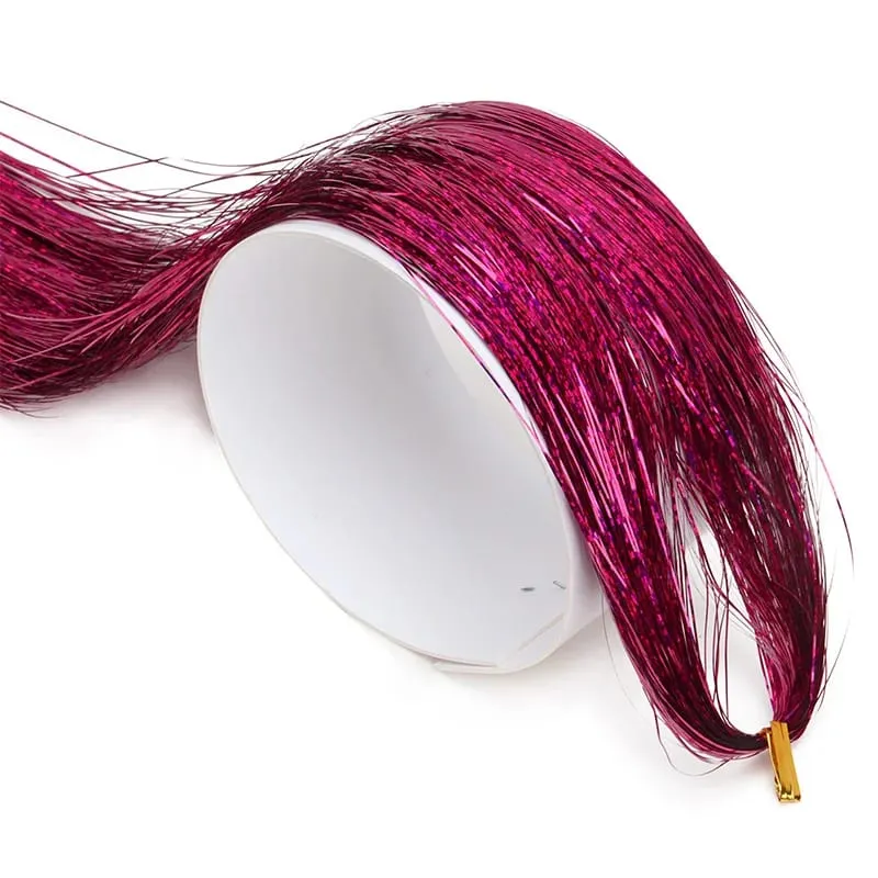 Sparkle Hair Tinsel Synthetic Rainbow Colored Strands Girls Headwear Hairbinge Hair Laser False Hair Extensions Decor Glitter