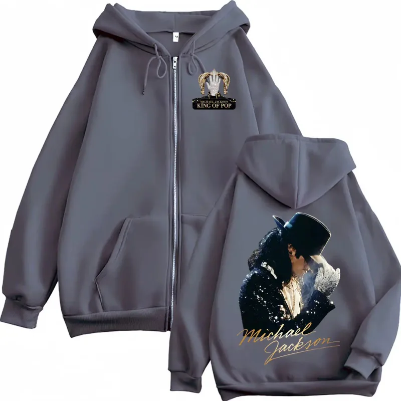 Michael Jackson King of Pop 2026 Movie Zipper Hoodies Men Women Hip Hop Music Jacket Sweatshirts Long Sleeve Zip Up Hooded Coats