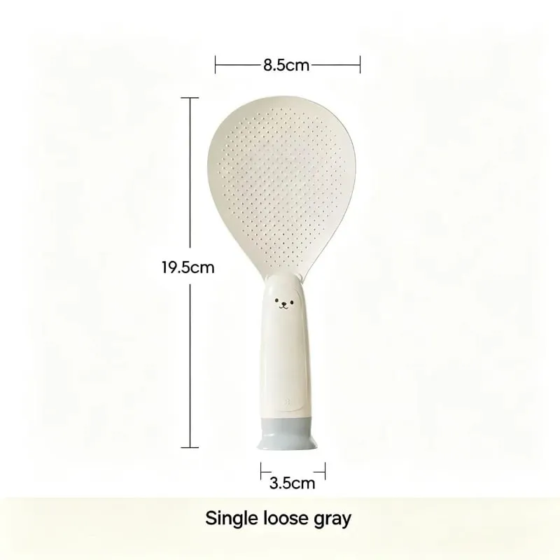 1 Piece Suction Cup Standing Rice Spoon Non‑Stick Heat‑Resistant Self‑Stand Rice Paddle for Rice Cooker Serving Cooking