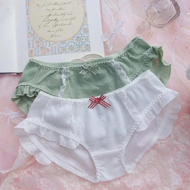 Set Pakaian Dalam Bra Manis Pakaian Dalam Pita Lolita Bunga Renda Intim Lucu Push Up Katun Sejuk Anak Perempuan Sekolah Kawaii Jepang 2024 — image 4
