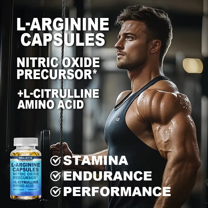 L Arginine Capsules with L-Citrulline Nitric Oxide Booster for Stamina Muscle Energy & Vascularity for Men's Extra Strength
