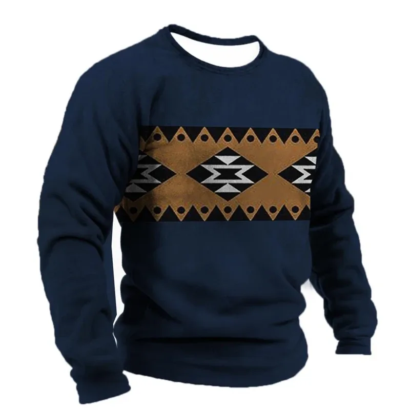 Vintage Ethnic Style Graphic Sweatshirts Spring Autumn Fashion Casual Long Sleeve 3D Printed Tops Loose Streetwear Mens Clothing