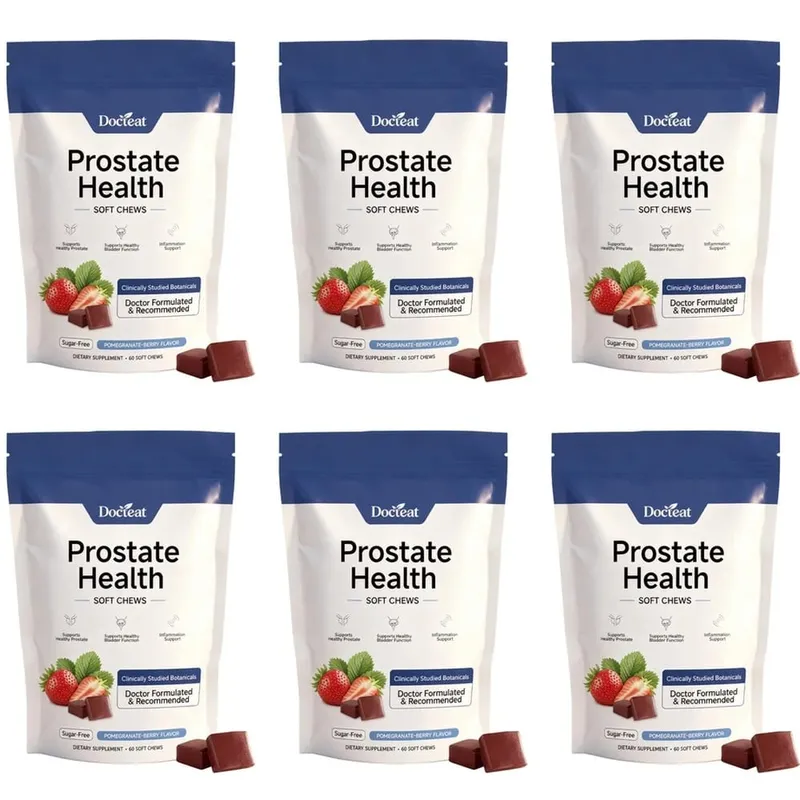 Docteat Prostate Health Gummies with Vitamin C Sugar-Free Pomegranate-Berry Flavor Immune Balance Antioxidant Support 60 Gummies