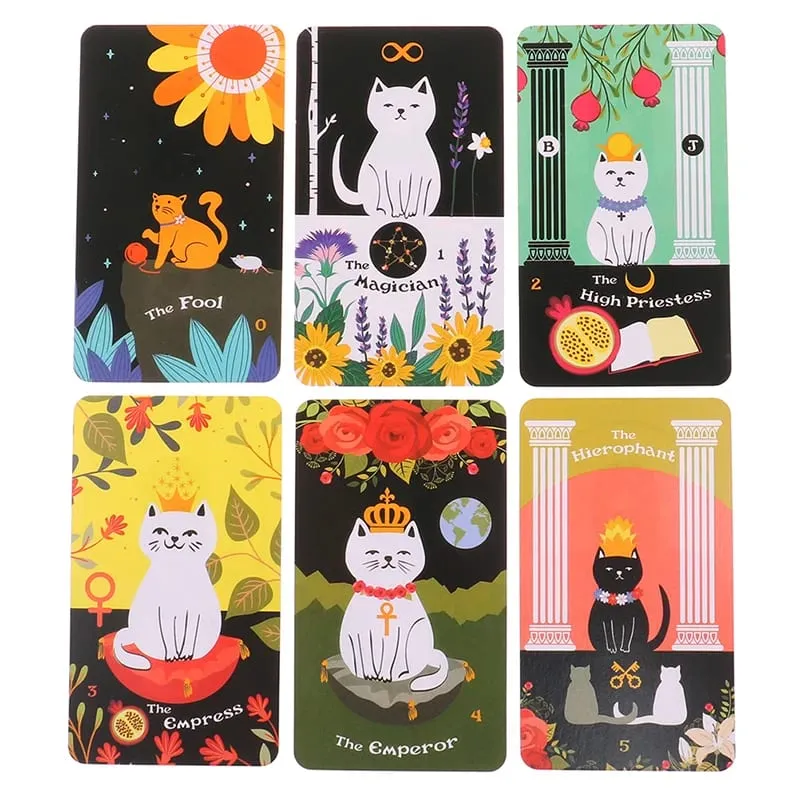 Blooming Cat Tarot Card Mysterious Divination Oracle Card Board Game English Playing Cards