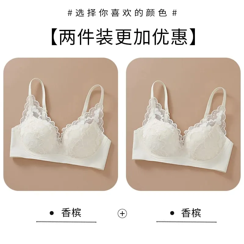 Japanese Sexy Spitze Büstenhalter ohne Bügel Push Up für kleine Brust Seitlich glättend Anti-Sagging Neu Bestseller MOYISU B