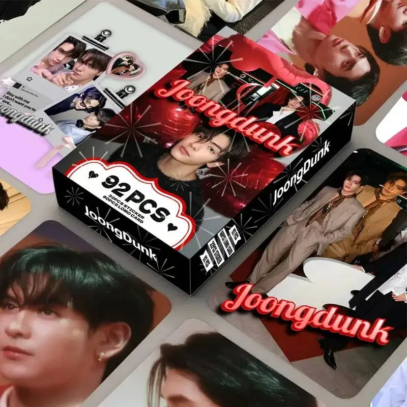 92PCS JoongDunk Laser Lomo Cards Set Thai BL Stars Photocards with Mini Stickers HD Collection for Fans Gift