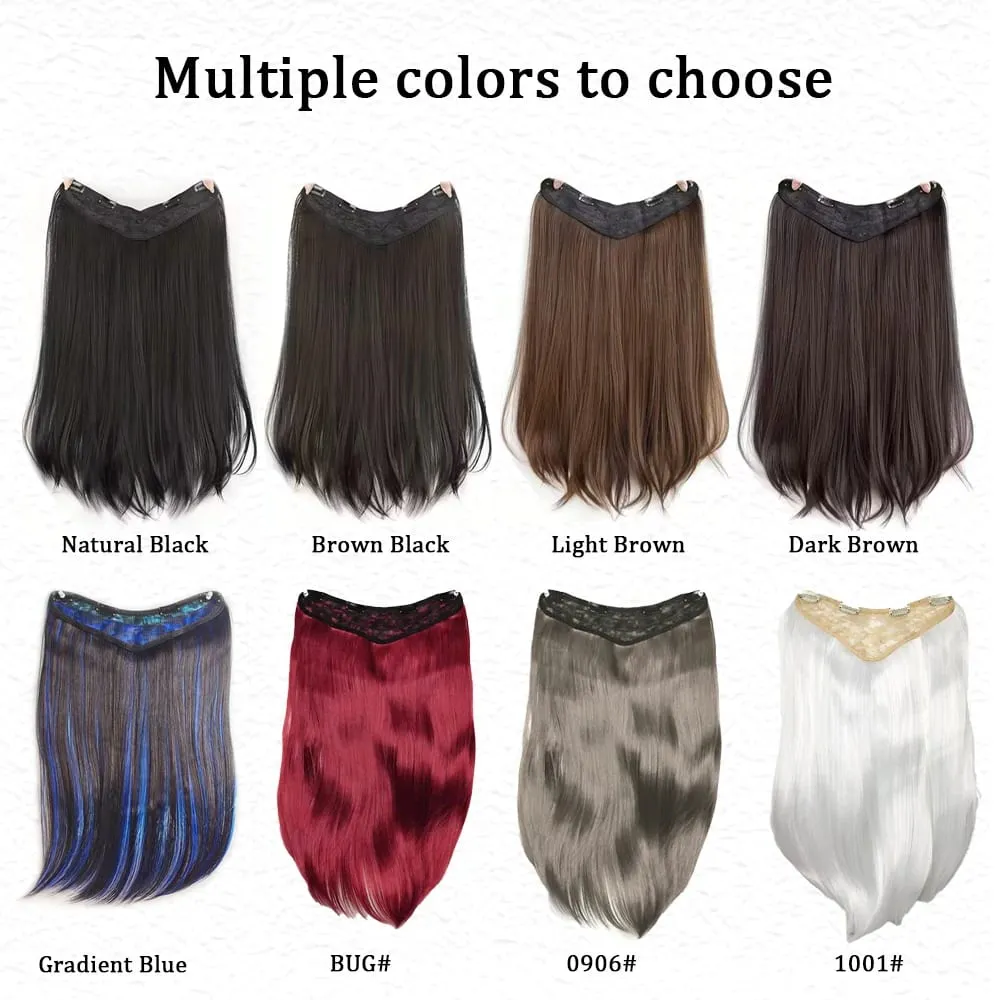 18inch V-shaped clip in hair extension layered hair extension adds volume.made of synthetic fiber for women
