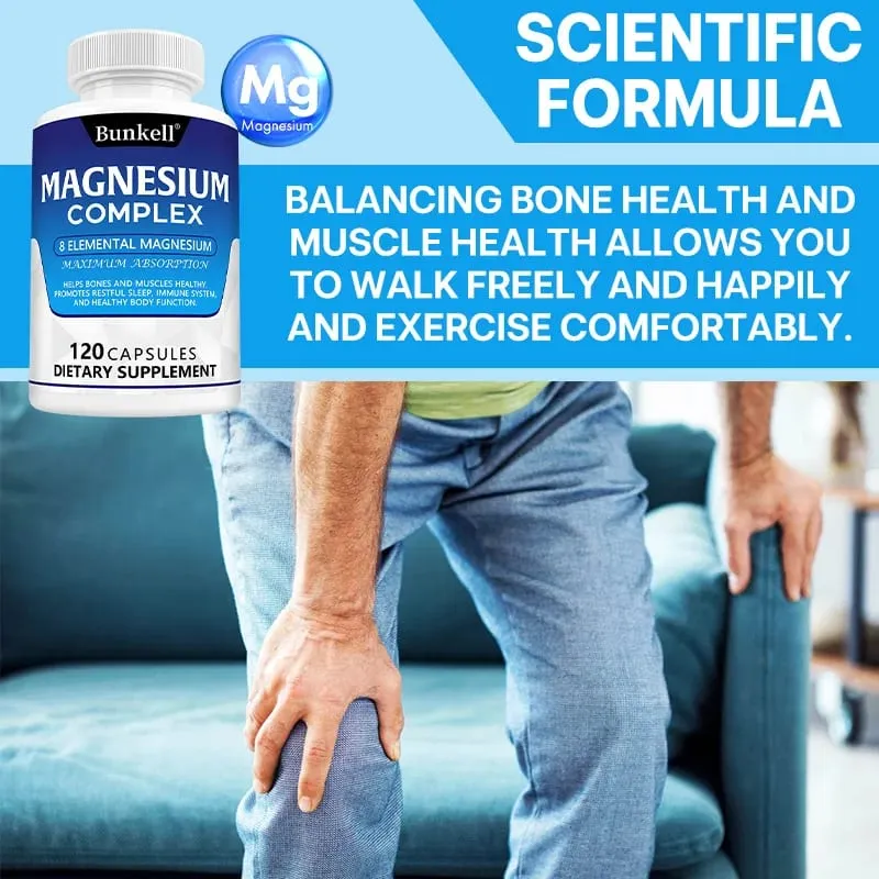 Bunkell Magnesium Complex 5 Forms High Absorption Support Bone Heart Muscle Sleep & Digestion Non-GMO Dietary Supplement
