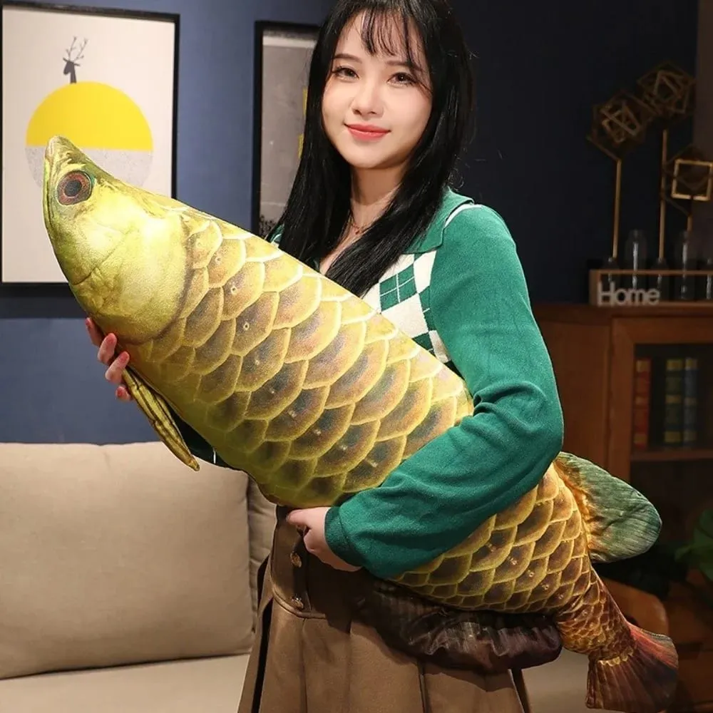 Wonderful Soft Arowana Plush Toys Cute Elongated Body Stuffed Fish Doll Lifelike Fish Plush Pillow Collectible