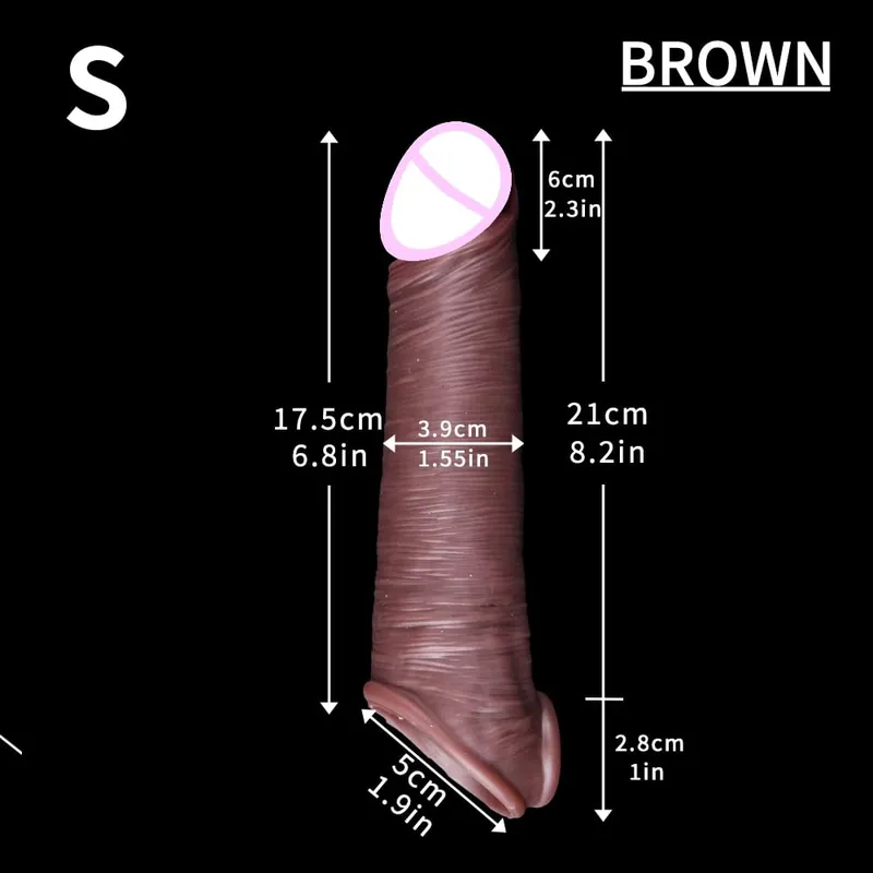 Sleeve for Erection Penis Training Sexy Adult Man Silicone Penis Sleeve Cock Ring Extender Male Sex Toy Dildo Cock