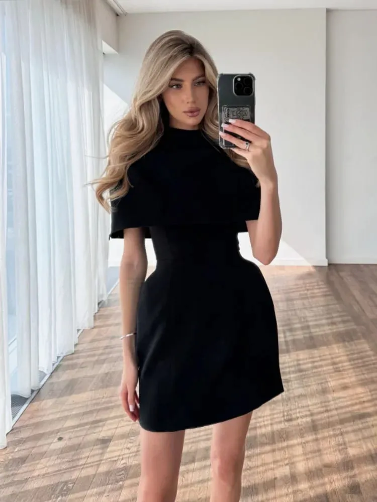 Sexy Shawl Women Fashion Dress Solid Square Collar Waist Cinching Slim Fitting A-line Gown Lady Casual Evening Party Vestidos — image 6