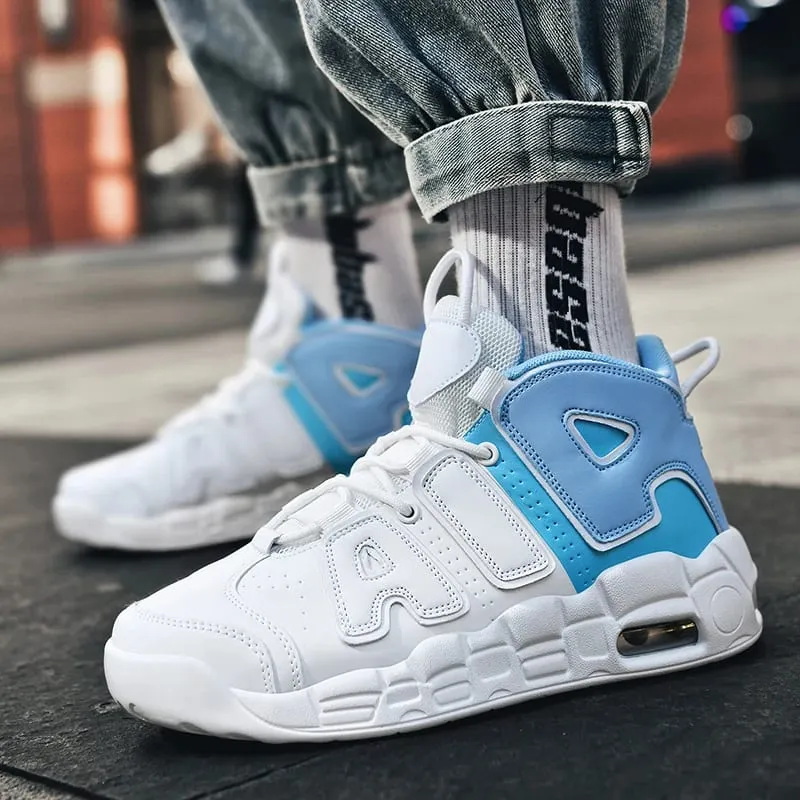New Large-sized High-top Men's Shoes Lightweight and Anti-slip Air Cushioned Sports Running Shoes Casual Basketball Shoes