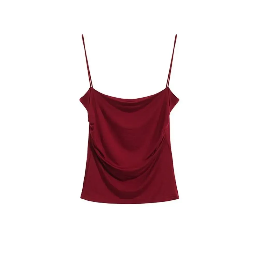 Square Collar Women's Vest with Breast Pads Free Size Beautiful Back Underwear Anti-light Fixed Cup Slim Back Slim Sling Summer
