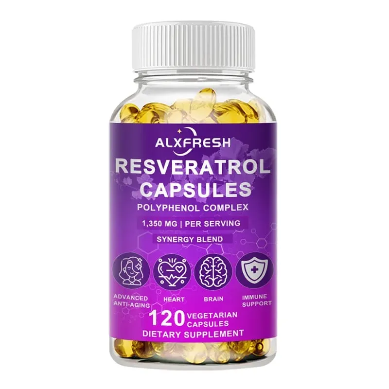 Resveratrol Capsules Supports Cardiovascular Metabolic Health Anti-inflammatory Neuroprotective Effects Antioxidant Anti-aging