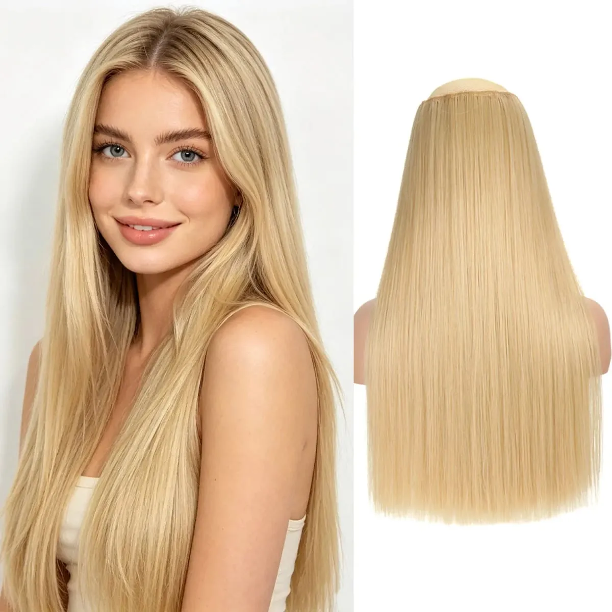 Synthetic 5 Clips in one piece hair extensions 22inch long straight clip in hair for women girls daily party holiday