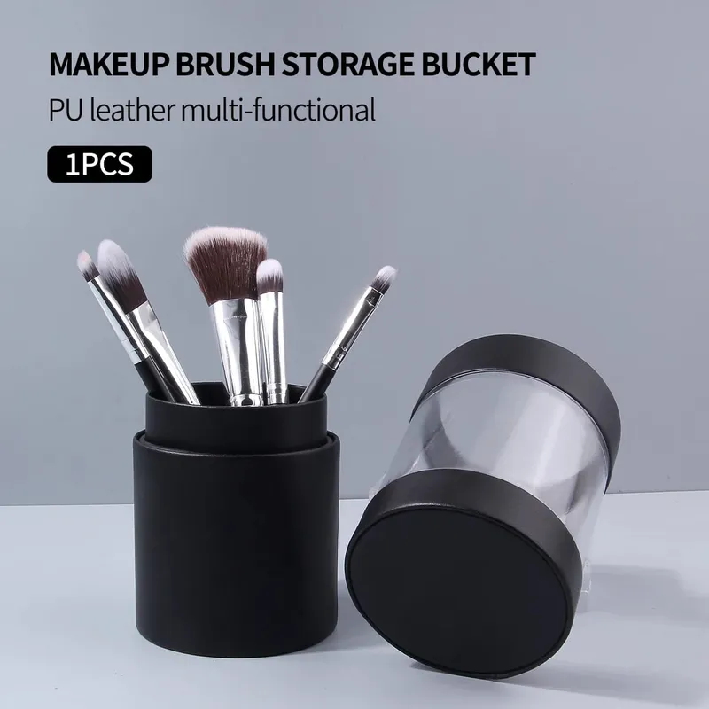 1PCS Black Makeup Brush Holder Transparent Top Storage Case for Cosmetic Brushes