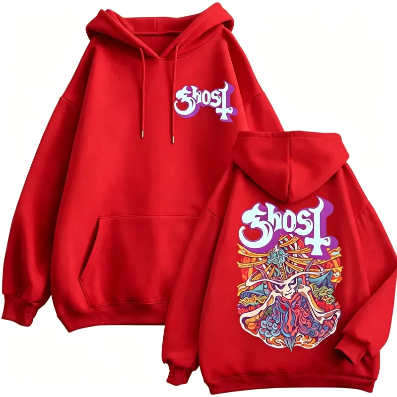 Ghost Band Graphic Zipper Hoodies Men Women Fashion Y2k Oversized Zip Up Sweatshirts Gothic Rock Hip Hop Pullovers Streetwear