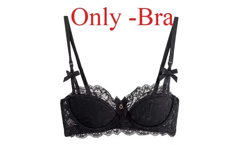 Modest French Pure Desire Bralette AB Cup fulddækkende blonde-bh & sæt lille buste push-up trådløs til buttet pigesløjfe Plus Size