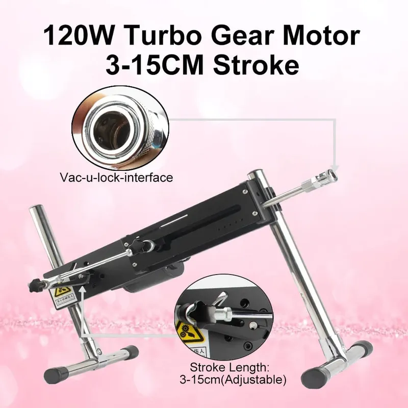 120W Sex Machine Strong Power Turbo Gear Masturbation Love Machine V-U-Lock Vibrator Sex Machine with Dildo