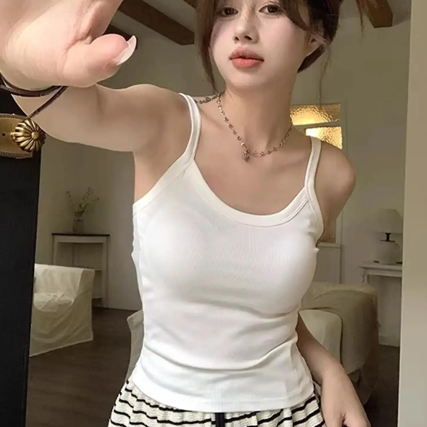 Sleeveless Women Tank Tops with Breast Pads Summer Sexy Slim Crop Top Basic T-shirt Vest Lingerie Bras Tube Tops Hot Underwear