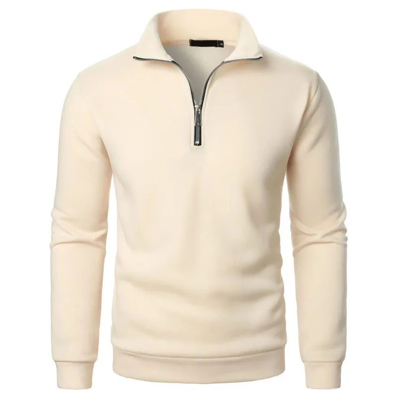 Men's Zip Turn Down Collar Sweatshirts Spring Male Solid Color Loose Pullover Coats BSD-ZW160