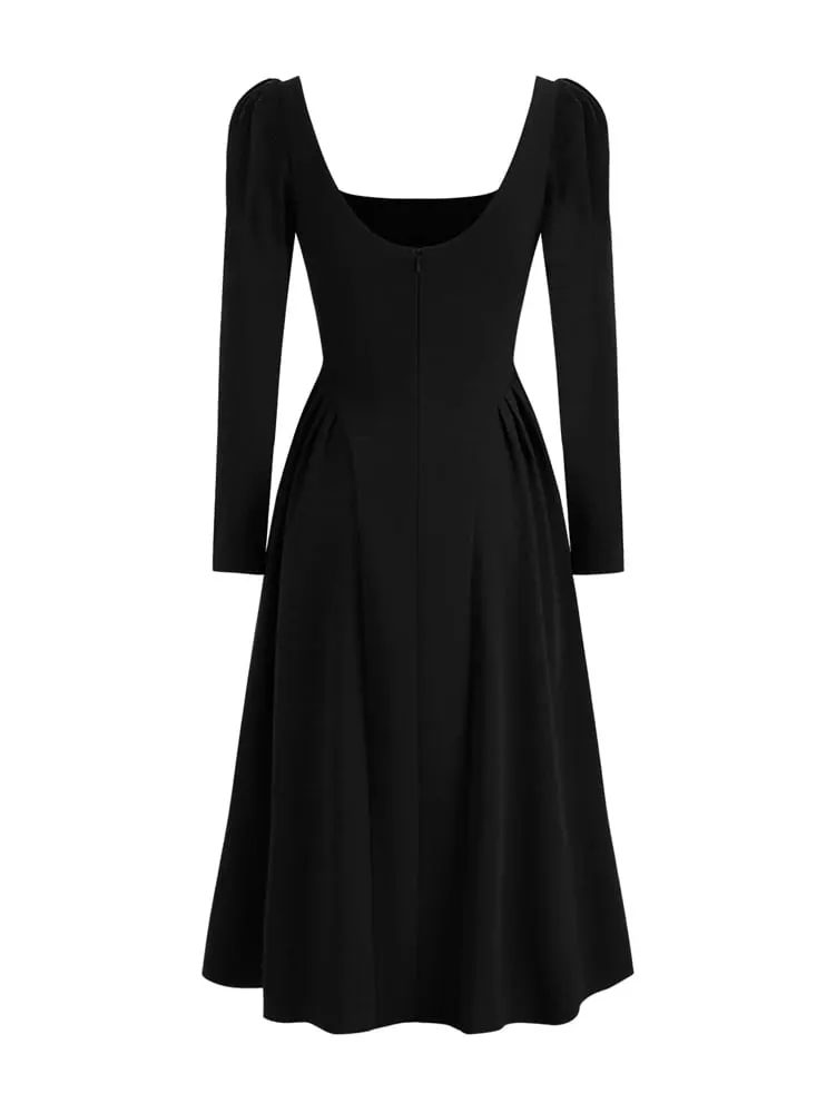 2026 New Women's Square-Neck Pullover Dress: Casual and Elegant Commuter Style Long Sleeves Everyday Wear Loungewear