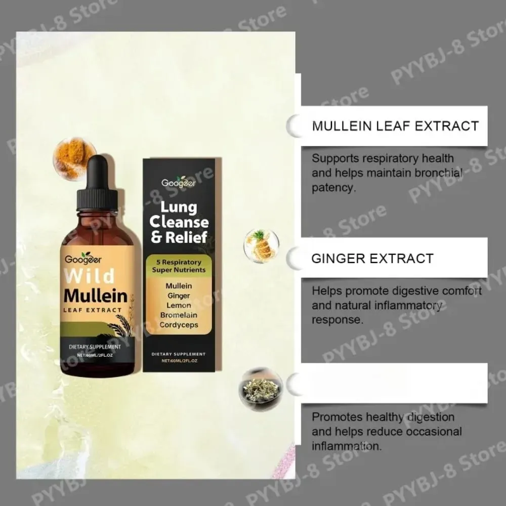 Yabani Sığırkuyruğu Yaprağı Ekstresi Zencefil ve Limon Kabuğu Damlaları 60ml Günlük Solunum Sağlığı ve Rahatlığı için Bitkisel Sıvı Takviyesi