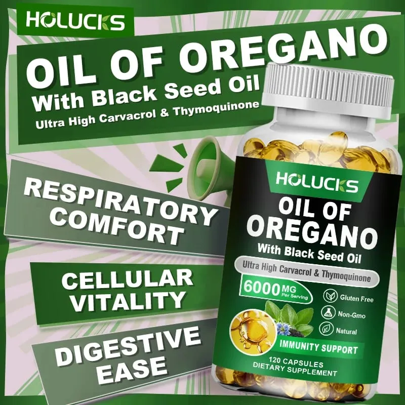 Pure Oil of Oregano Supplement for Sinus Relief Allergies & Healthy Immune Response Respiratory & Gut Health GMP Certified