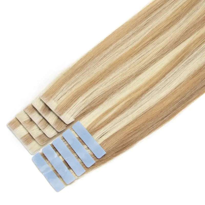 Invisible Tape In Extensions Emberi Haj Seamless Pu Skin Weft Injektált hajhosszabbítók Kézzel kötött ragasztók Tape-Ins 10db/csomag
